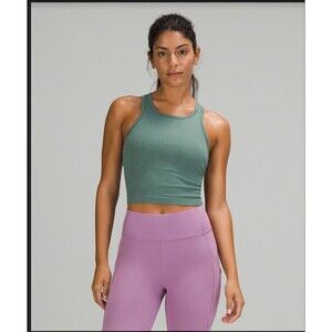 Lululemon Ebb to Street Cropped Racerback Tank Tidewater Teal Green 8